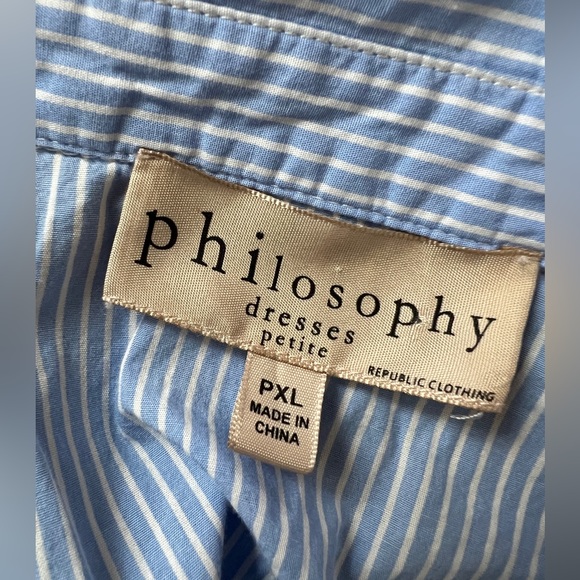 Philosophy blue White Stripe Dress with ruffles, size PXL - Picture 11 of 12